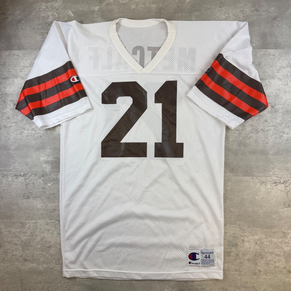 Vintage Champion Cleveland Browns Eric Metcalf 21 Jersey White Mesh USA Size 44